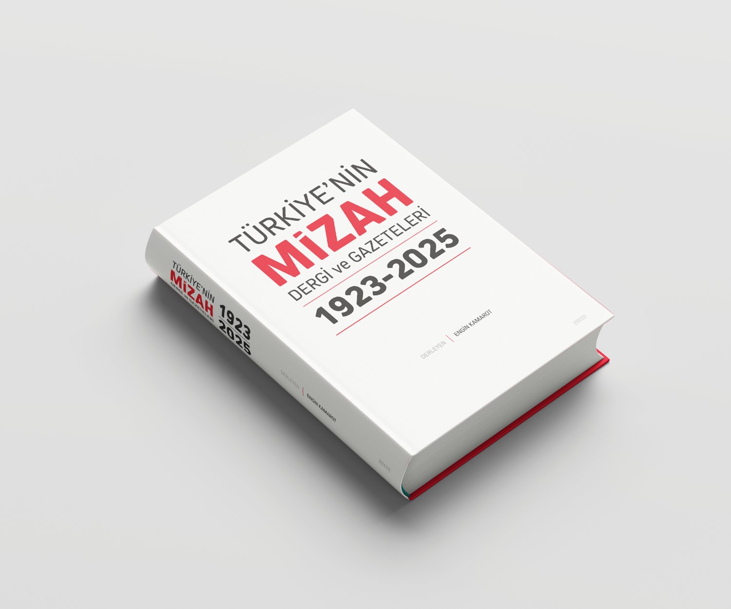 Türkiye'nin Mizah Dergi ve Gazeteleri 1923-2025 kitabının üç boyutlu kapak görseli, derleyen Engin Kamarot